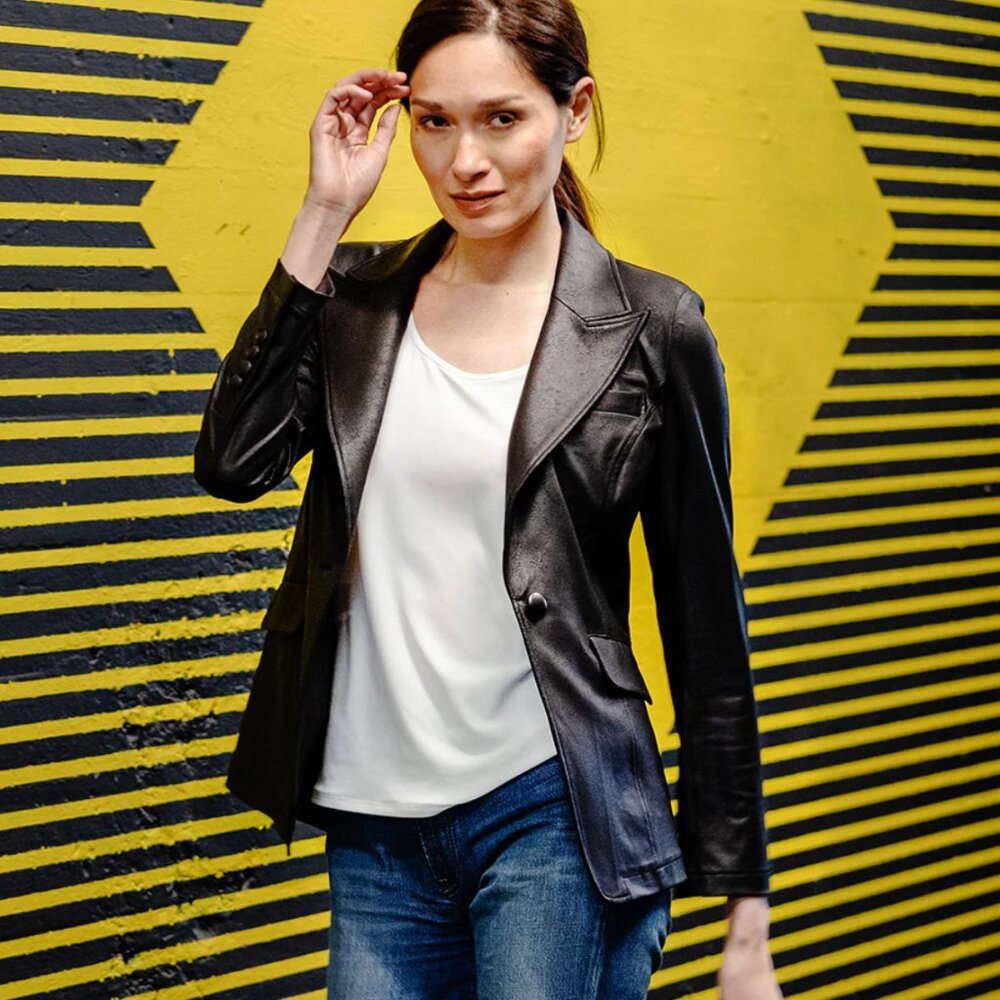 Clara Sun Woo Liquid Leather Blazer - Large